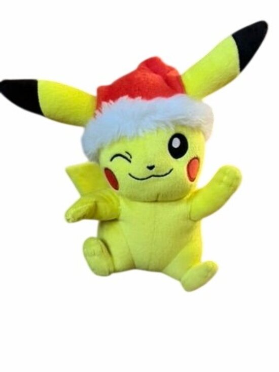 Pokémon Other - Pikachu Plush Toy With Santa Hat - Christmas Edition - Yellow & Red - Soft Colle